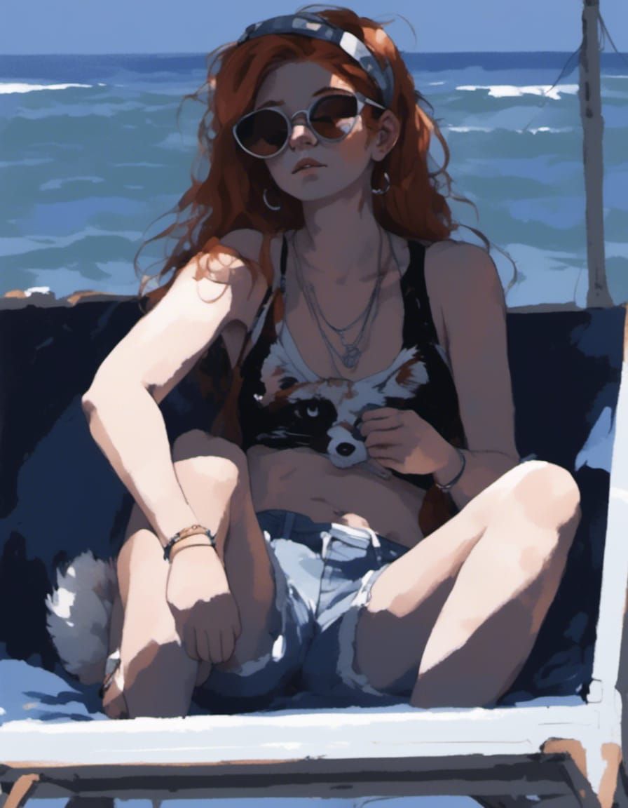 Fox-girl VIXEN at the beach.