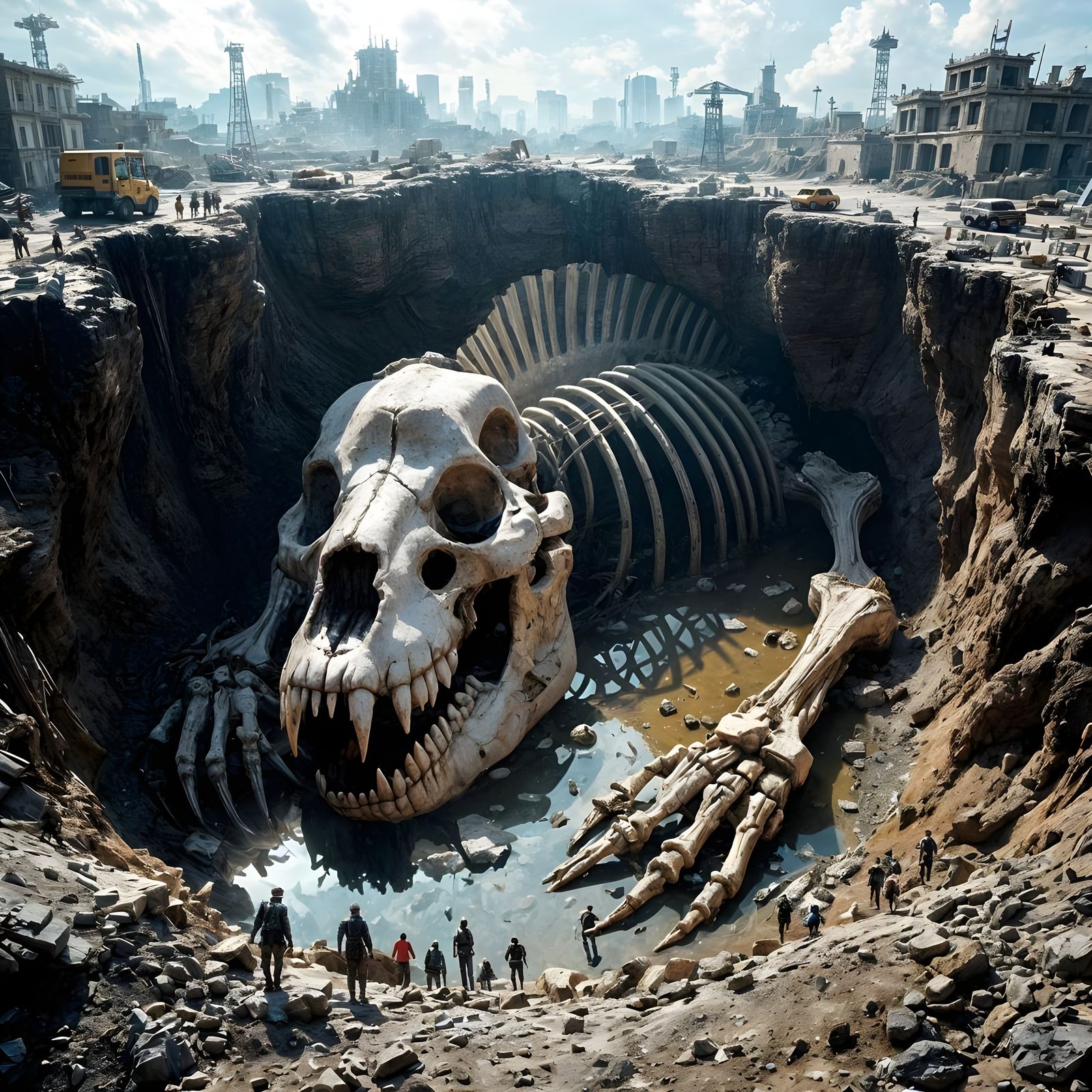Gigantic Elephant Skeleton Excavation in Post-Apocalyptic Si...