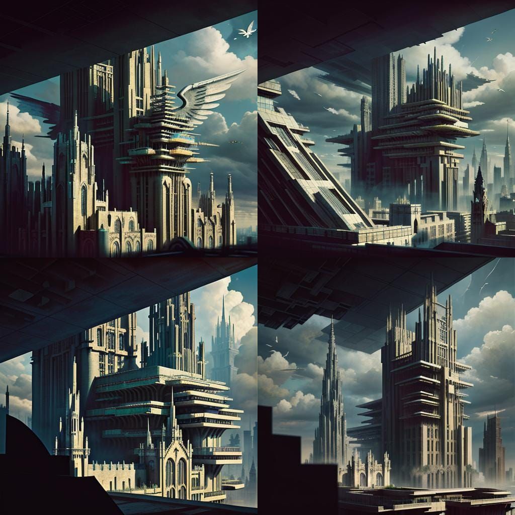 Dystopian Cityscape with Picasso Fractal Architecture