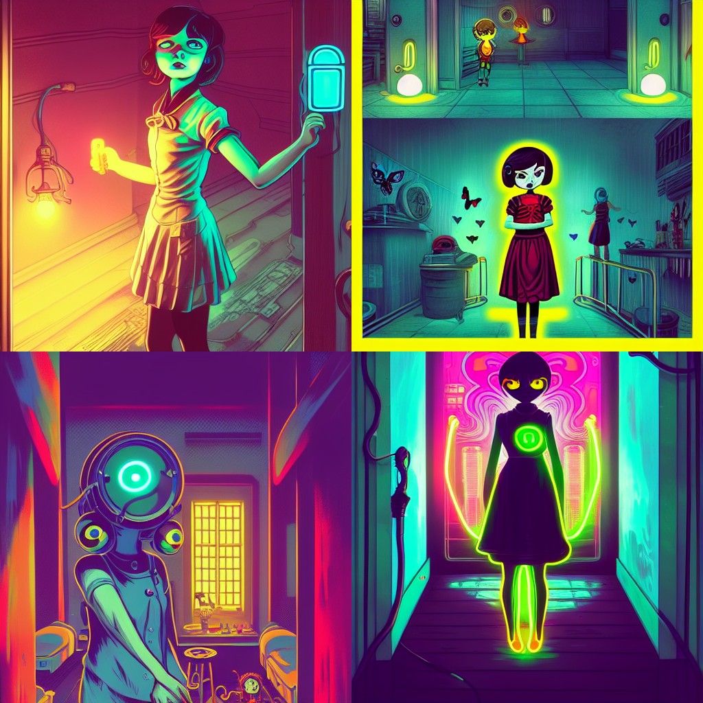 Bioshock Little Sister with Butterflies, Biopunk Art