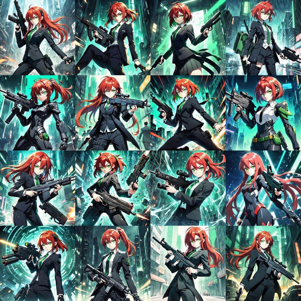 Cyberpunk Gynoid in Dark Business Attire