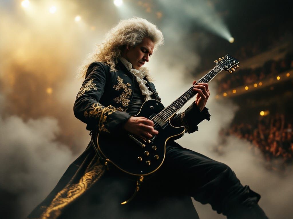 Mozart Shreds Guitar with Metal Band