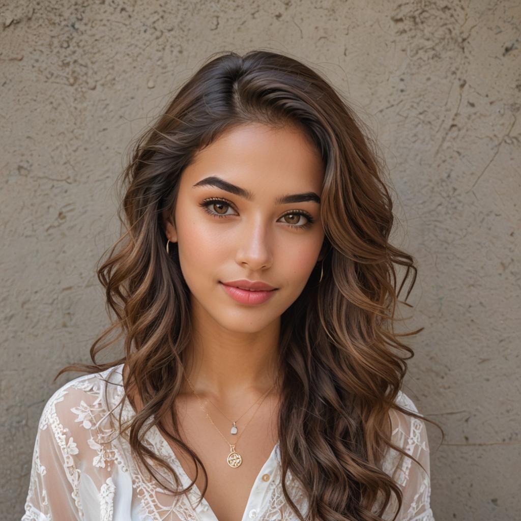 Portrait of a Beautiful Venezuelan Girl with Hazel Eyes