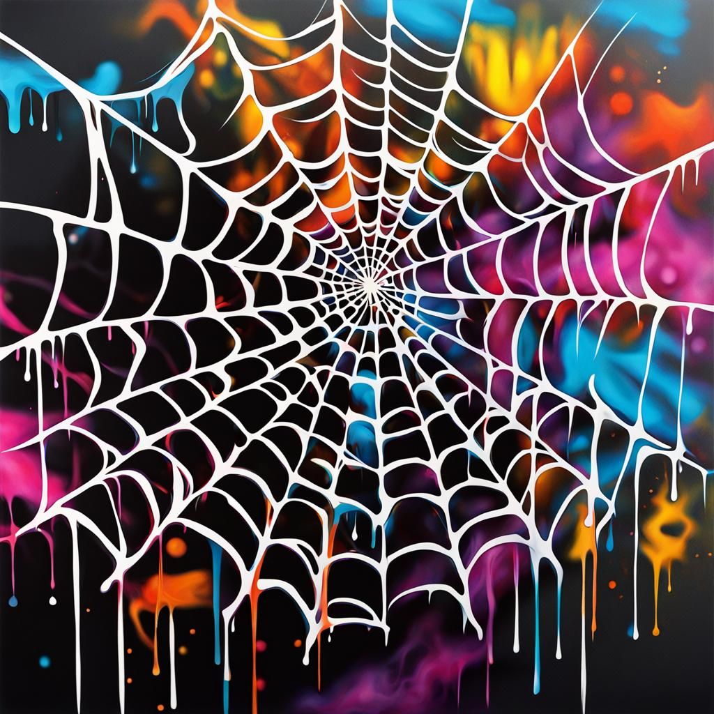 Colorful Spiderweb Graffiti Art in Splash Style