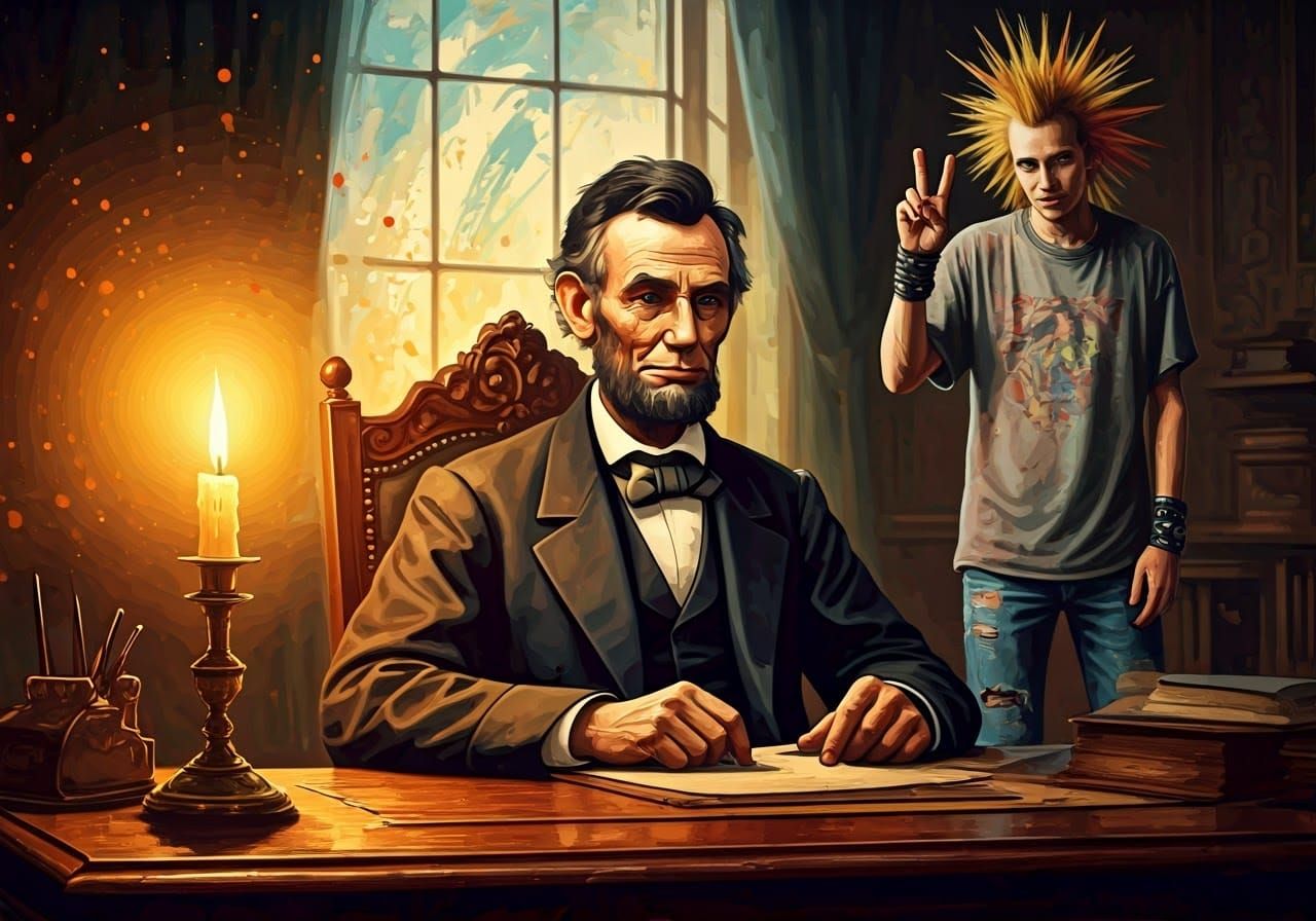 Hyperrealistic Watercolor Portrait: Lincoln's Photo Bomb