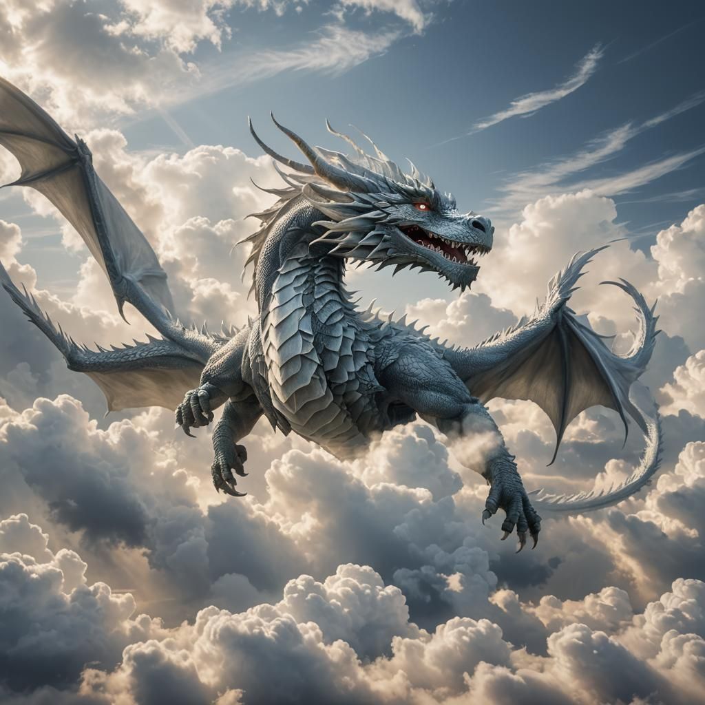 Majestic Cloud Dragon in Serene Landscape