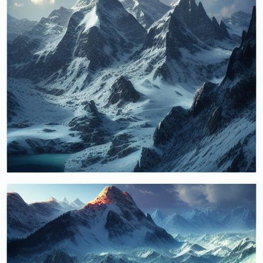Swiss Alps Concept Art in Orange and Teal