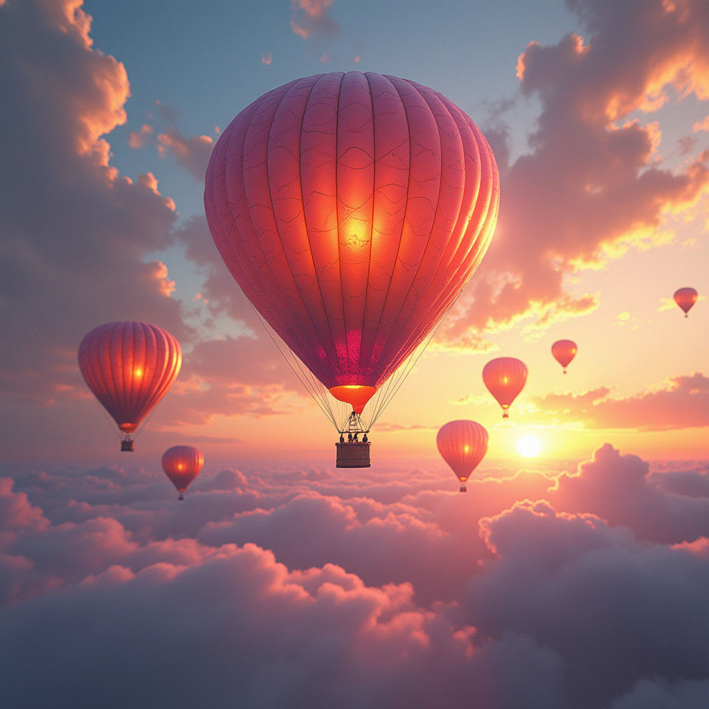 Glass Balloons at Sunset: Fantasy Concept Art
