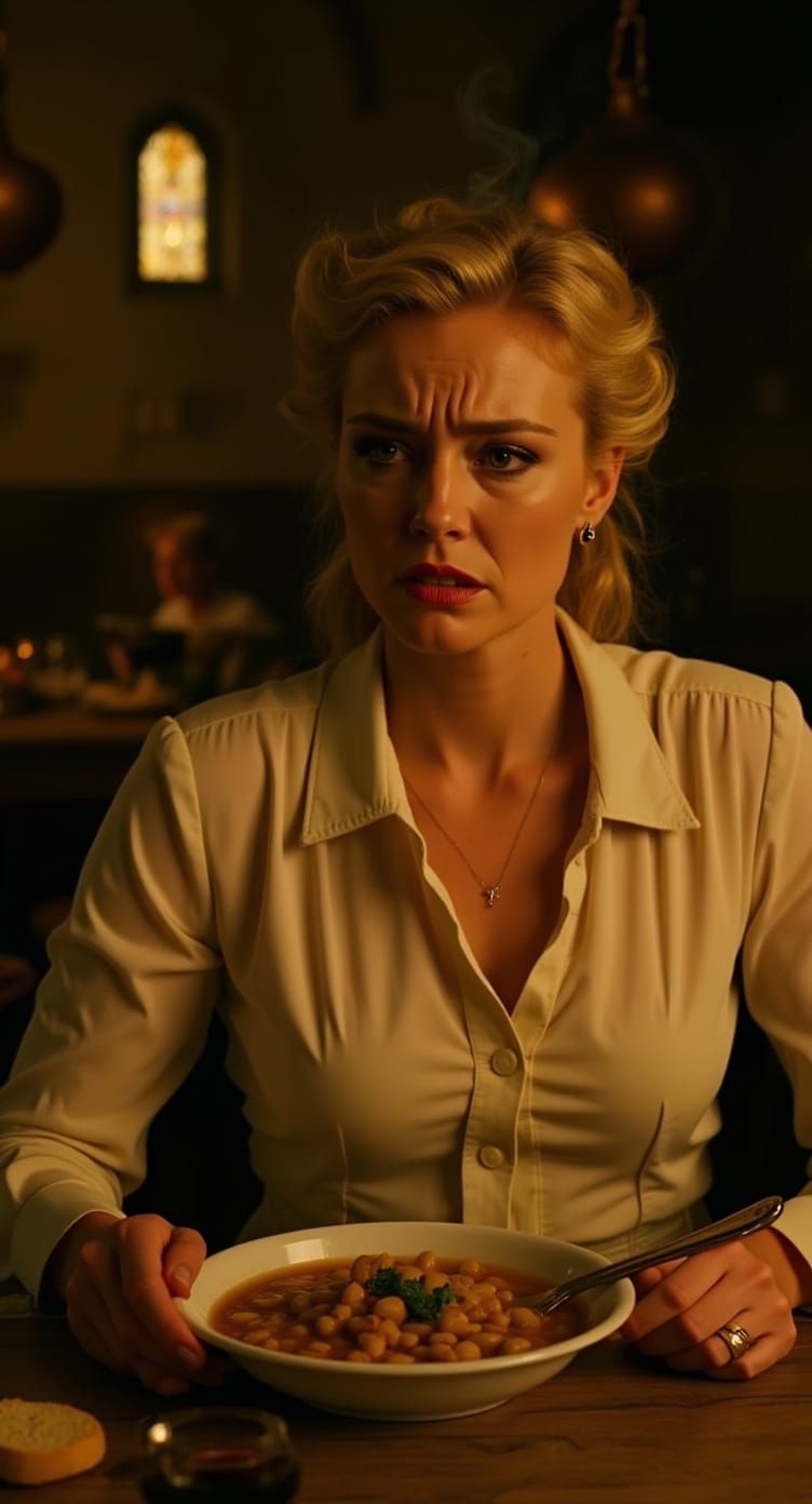 Tuscan Tavern: Woman Crying in Fellini Realism