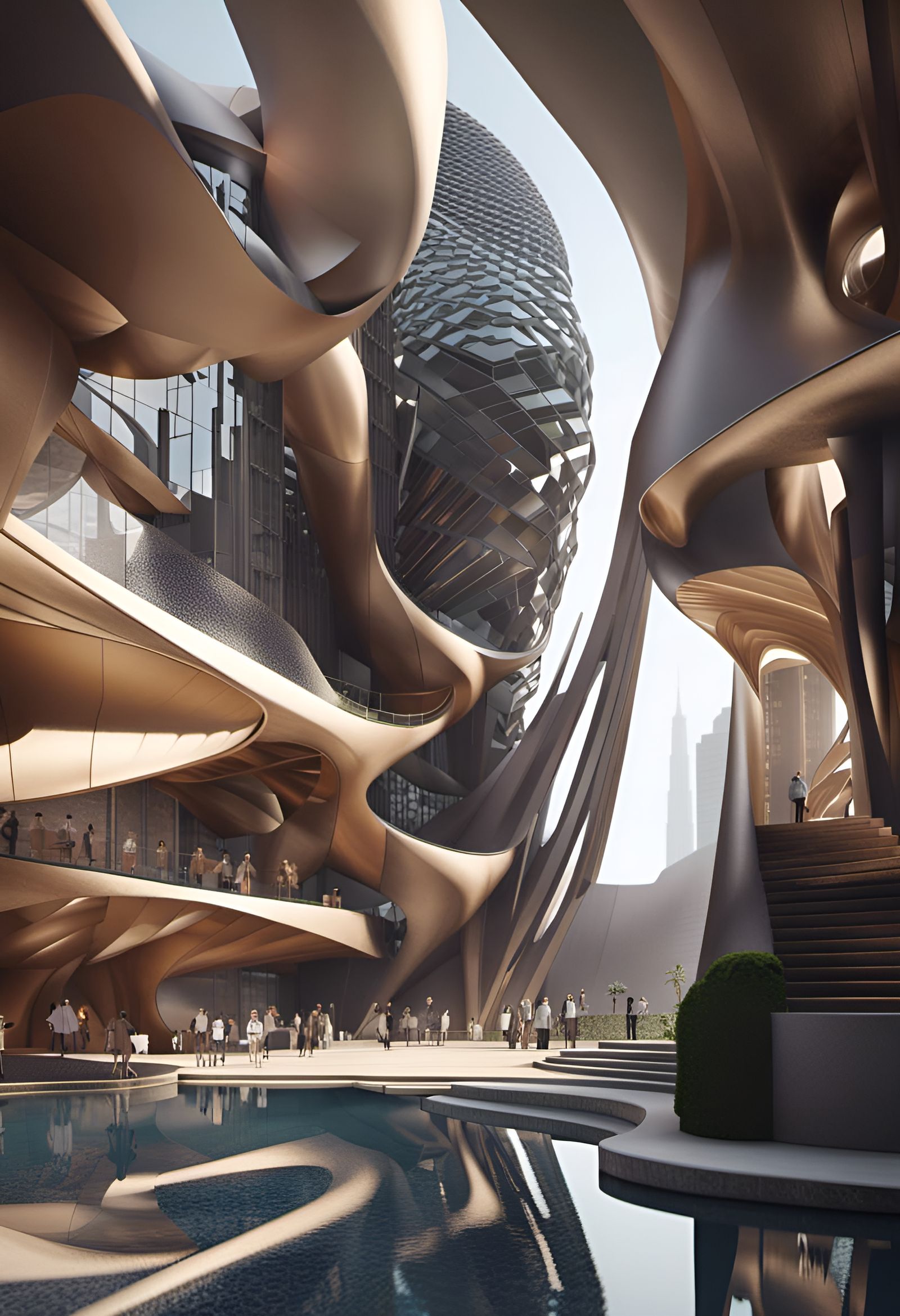 Futuristic Cityscape with Geometric Architecture in 8K
