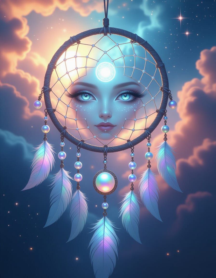Ethereal Dreamcatcher in Cosmic Nebula Digital Painting