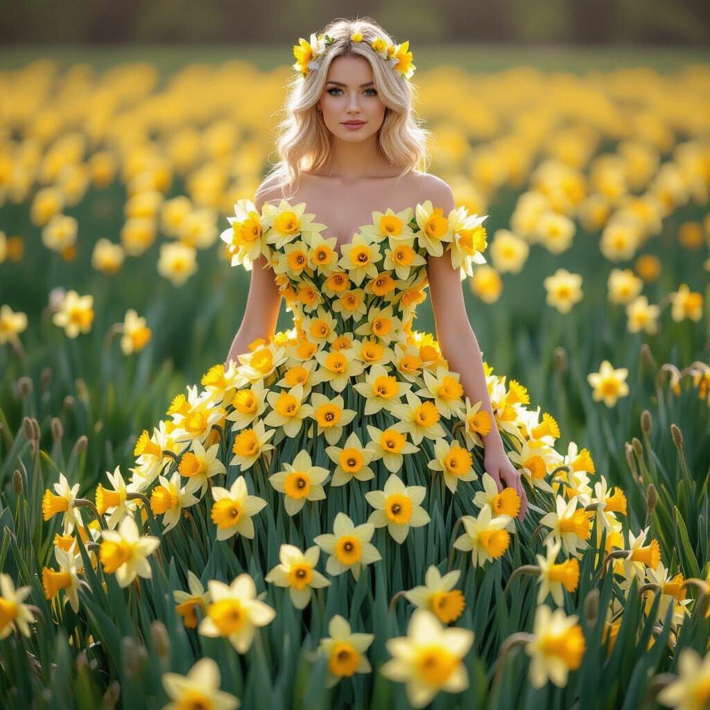 Woman in Daffodil Dress