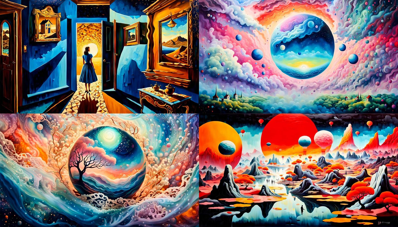 Dreamlike Worlds, Acrylic Painting with Chiaroscuro