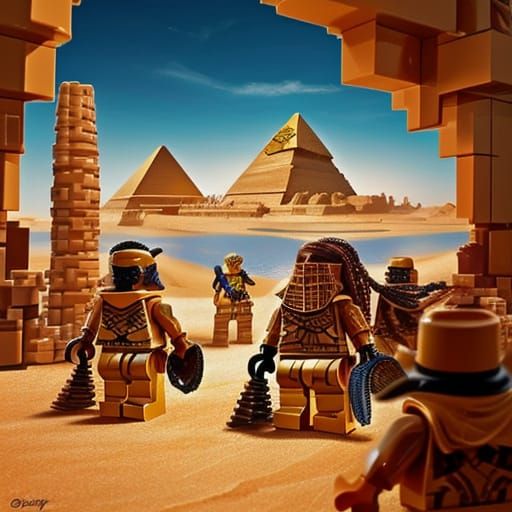 Lego Adventurers Explore Ancient Egypt in Vivid Digital Art