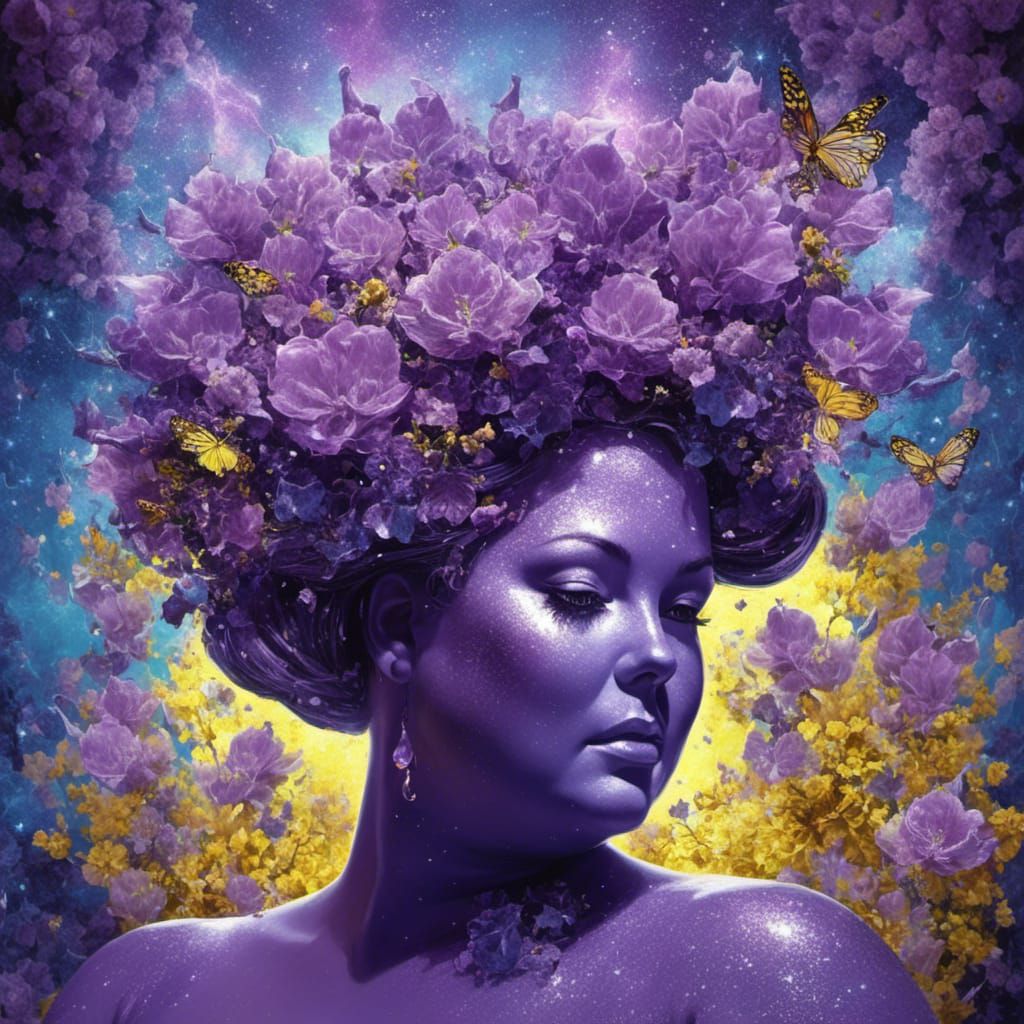 Ethereal Crystal Portrait with Neon Highlights