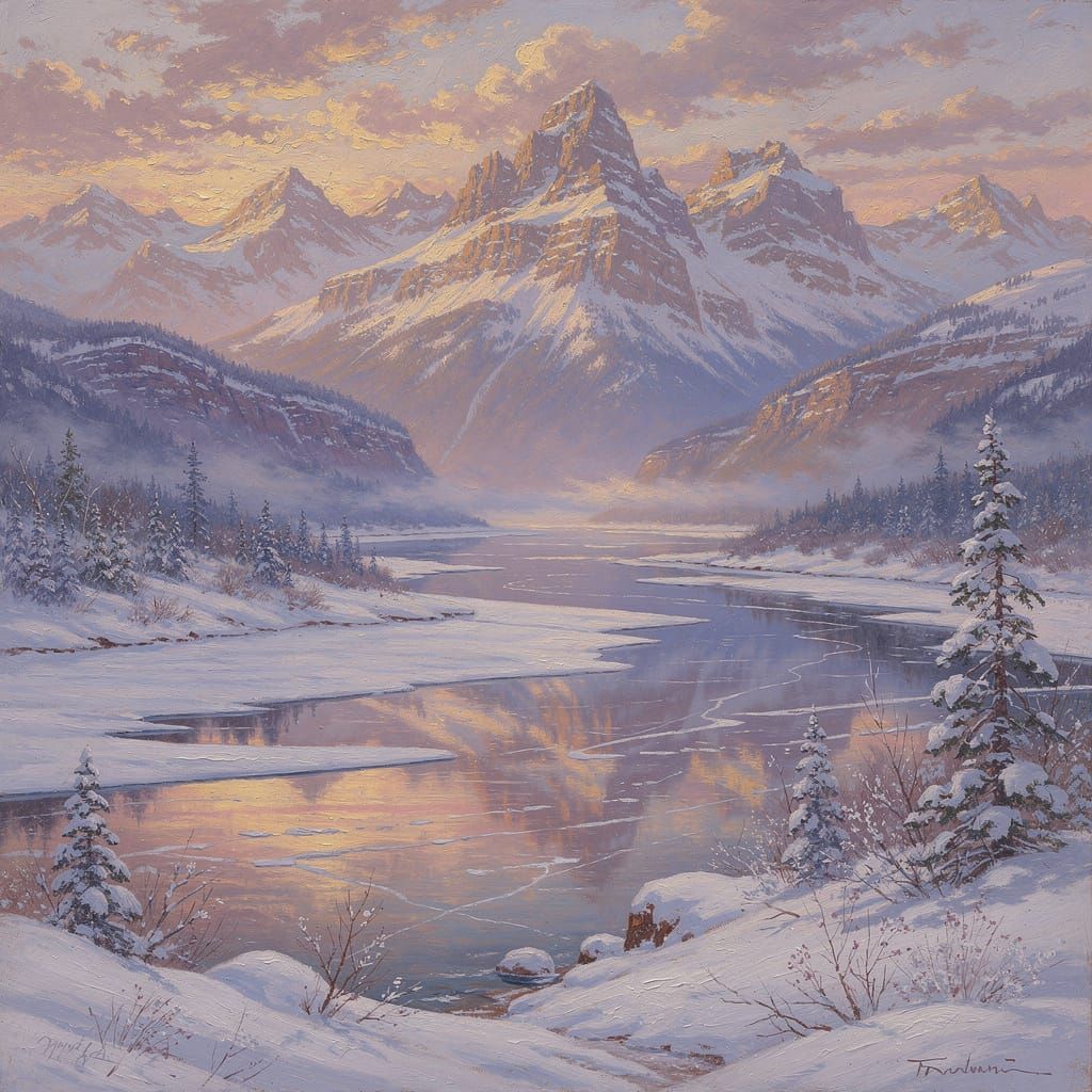 Serene Winter Landscape Painting
