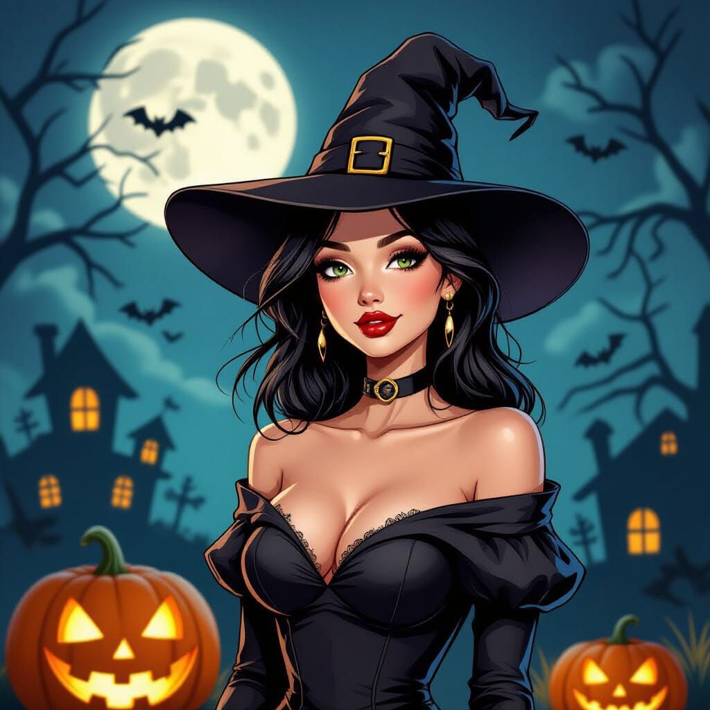 Cute Halloween Woman Character