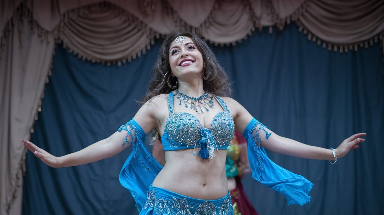 Radiant Belly Dancer Performing on Stage