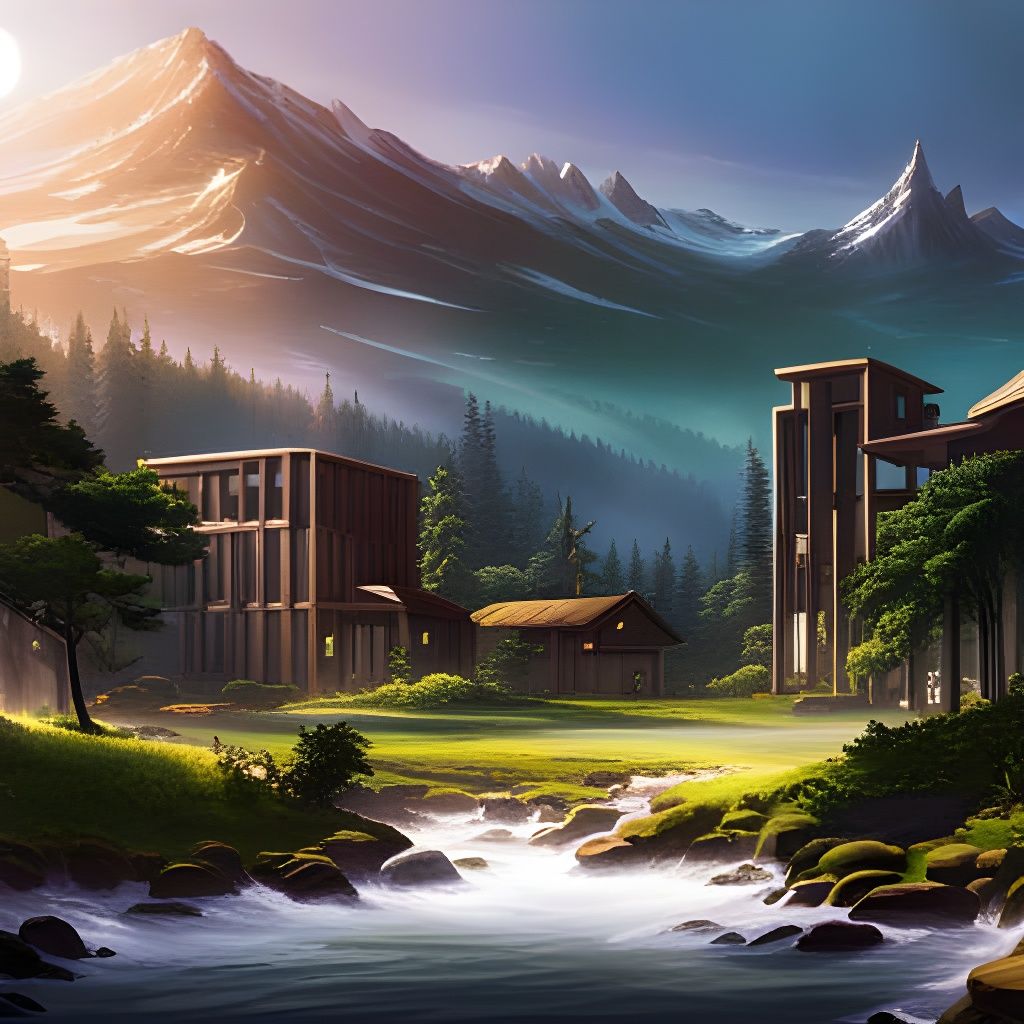 Modern Mansion in Forest Under Starry Galaxy