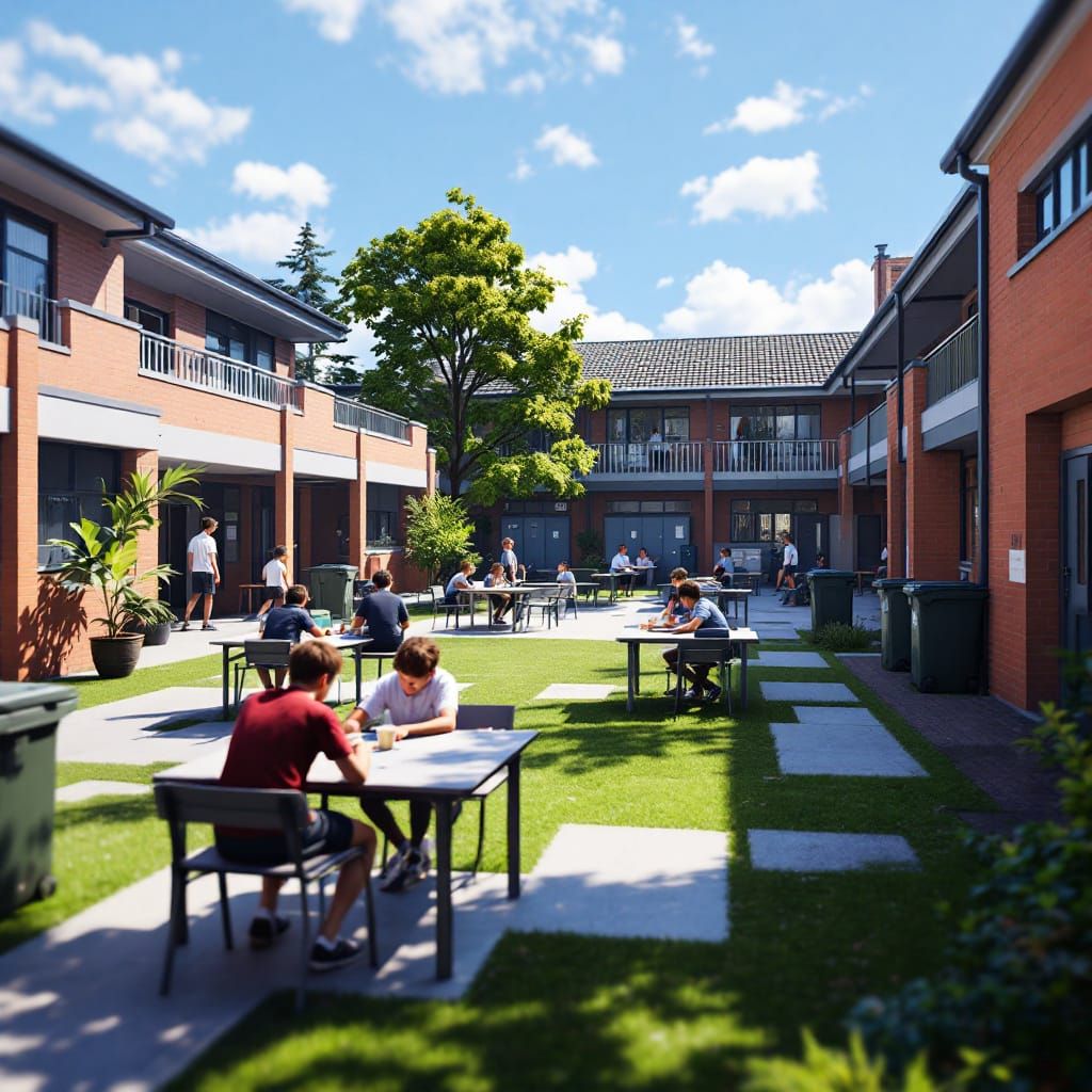 Marist College Ashgrove School Yard with Students