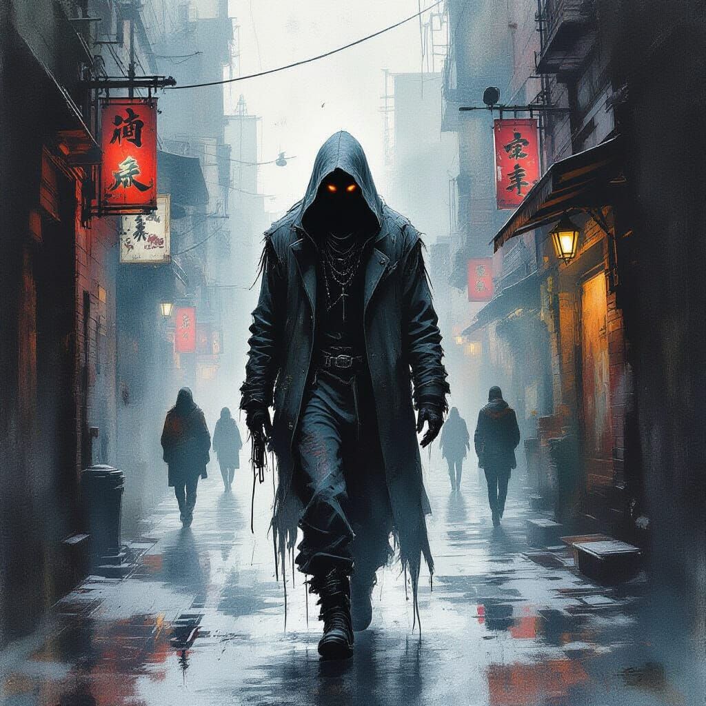 Post-Apocalyptic Vagrant in Dystopian Alleyway