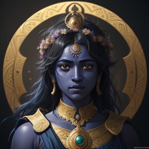 Krishna Portrait: Hyperdetailed Concept Art in 8K