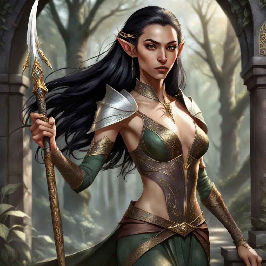 Elven Bladesinger Wields Magic and Scimitar