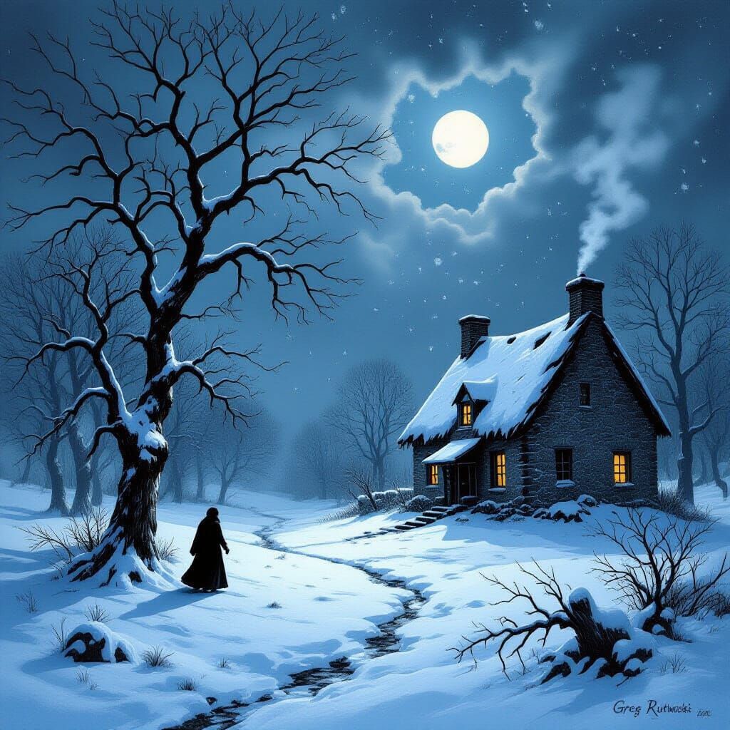 Eerie Winter Landscape in Gustave Doré Style