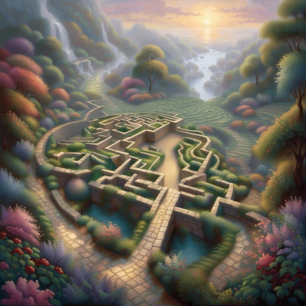 Overhead View of Intricate Fantasy Maze