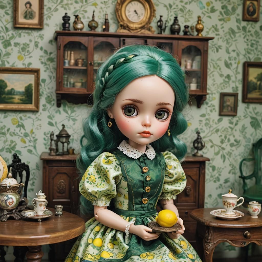 Blythe Doll in Miniature Victorian Landscape