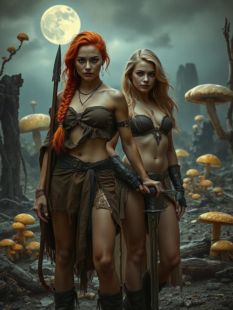 Muscular Women Stand Defiant in Biomechanical Apocalypse