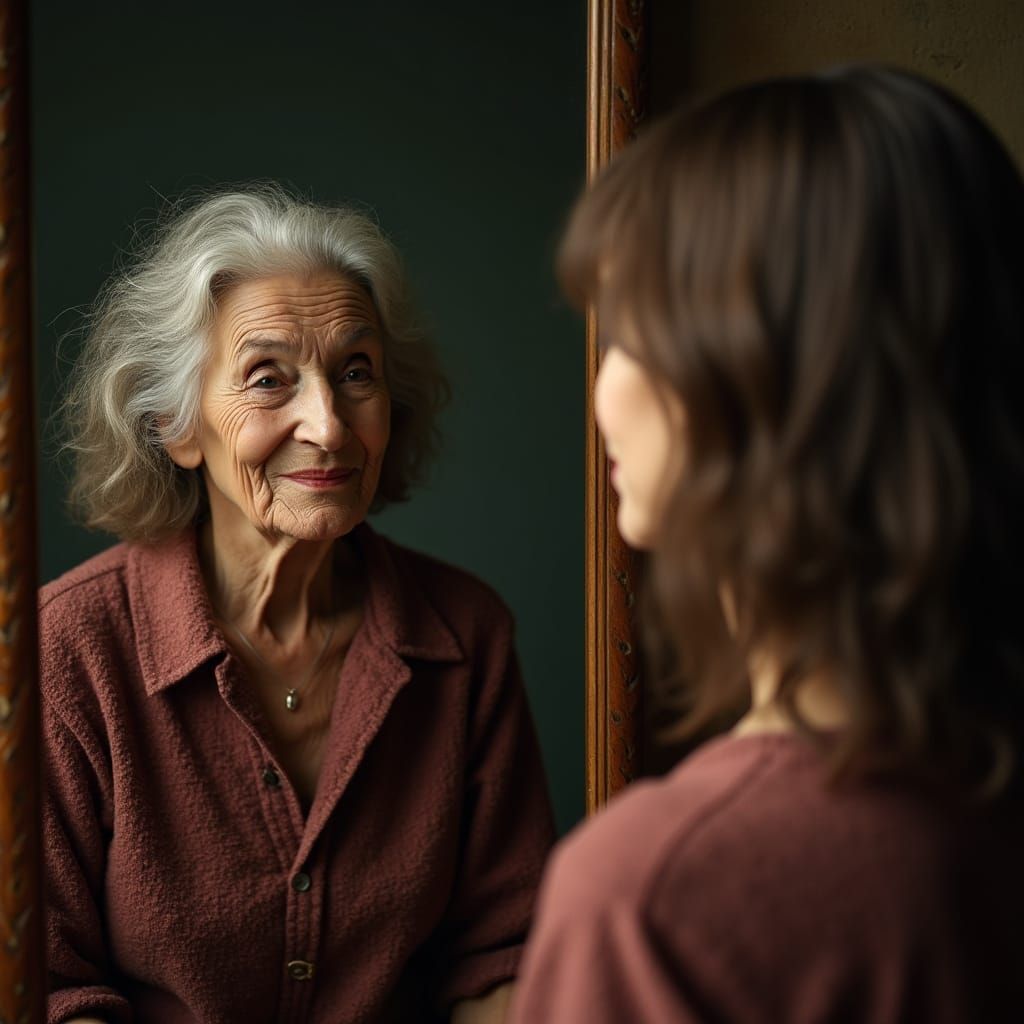 Mirrored Beauty of a Young Singer Revealed to an Aging Lady
