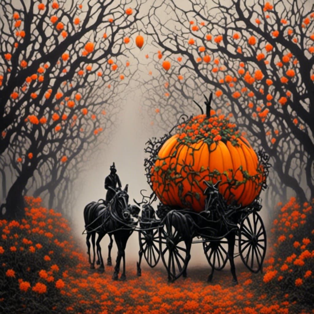 Graffiti Style Pumpkin Carriage Illustration