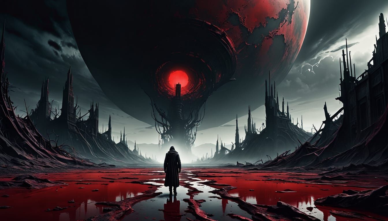 Barren Planet Desolation in Dark Surrealist Style