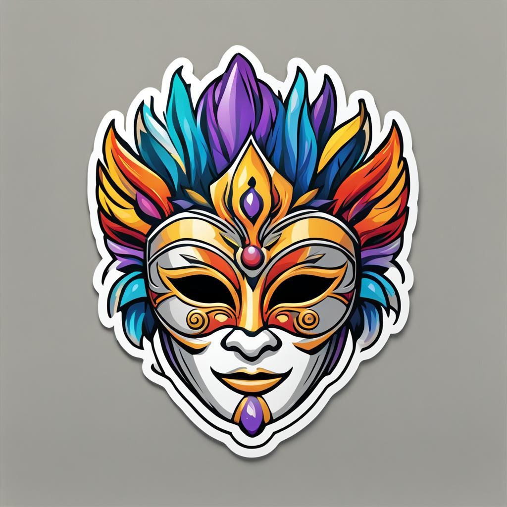 Fierce Furry Venetian Mask Logo in Vibrant Colors
