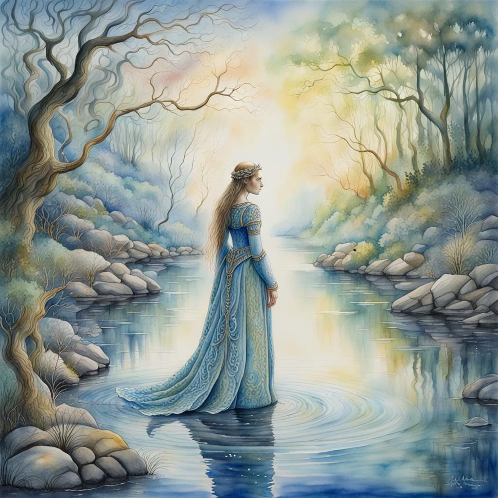 Lady of the Lake: Hyperdetailed Fantasy Watercolour