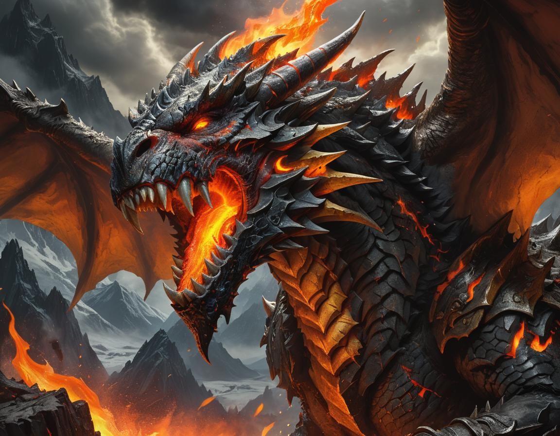 Epic Dragon Roaring in a Stormy Landscape