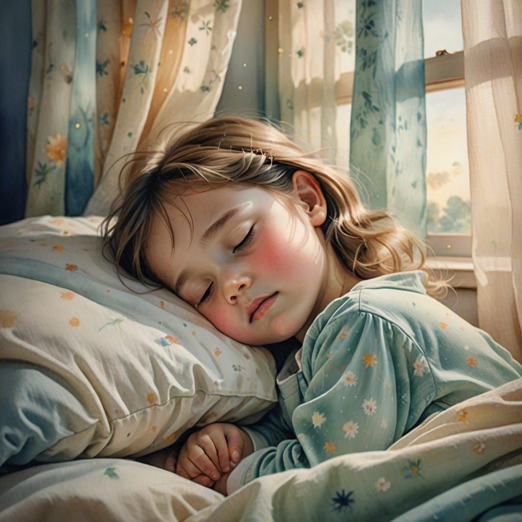 Peaceful Sleep: A Watercolor Surrealist Dream