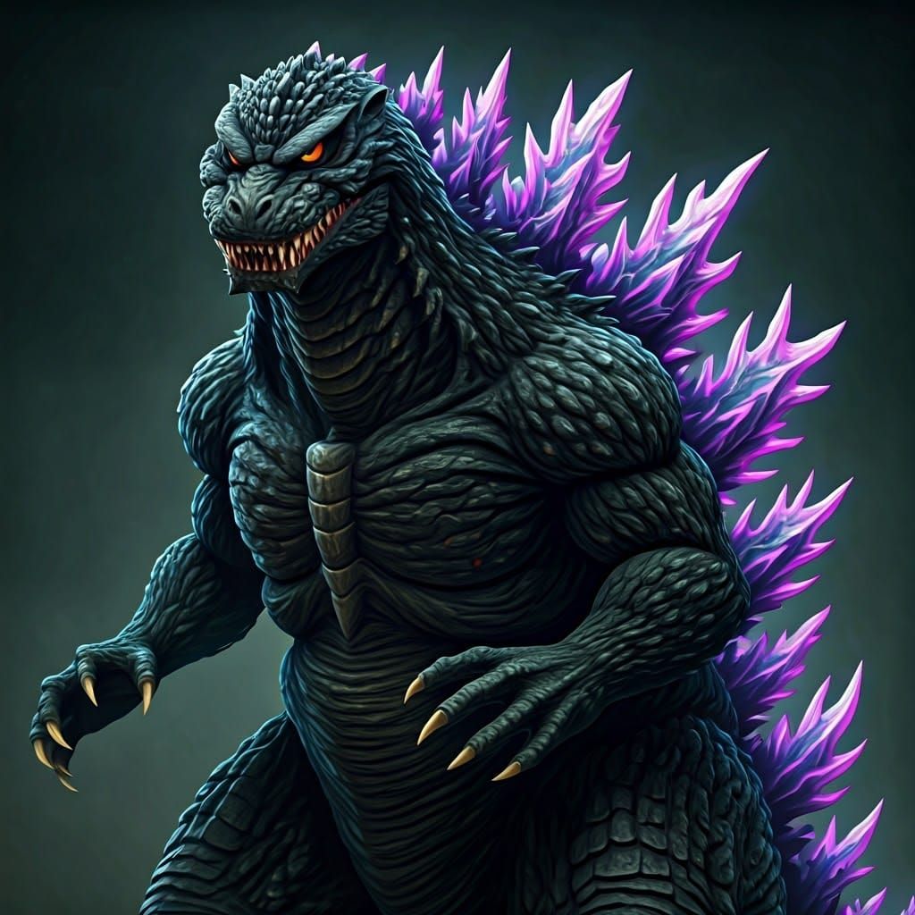 Godzilla 2000 in Cyberpunk Anime Style