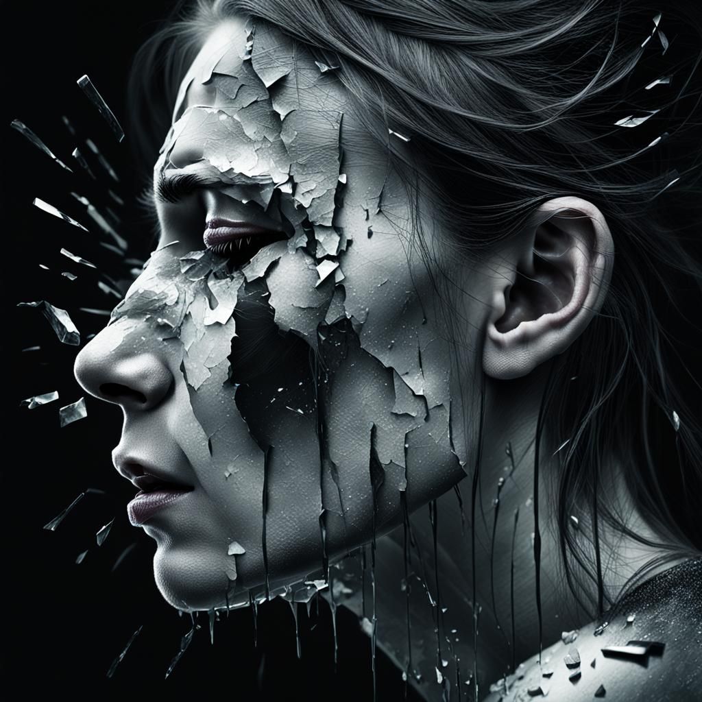 Shattered Dreams: A Melancholic Woman's Profile