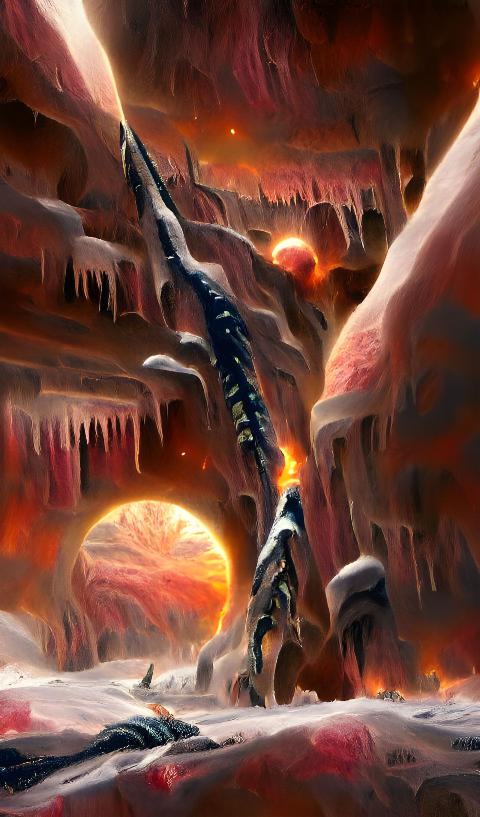 Dramatic Starfield with Frozen Planetscape