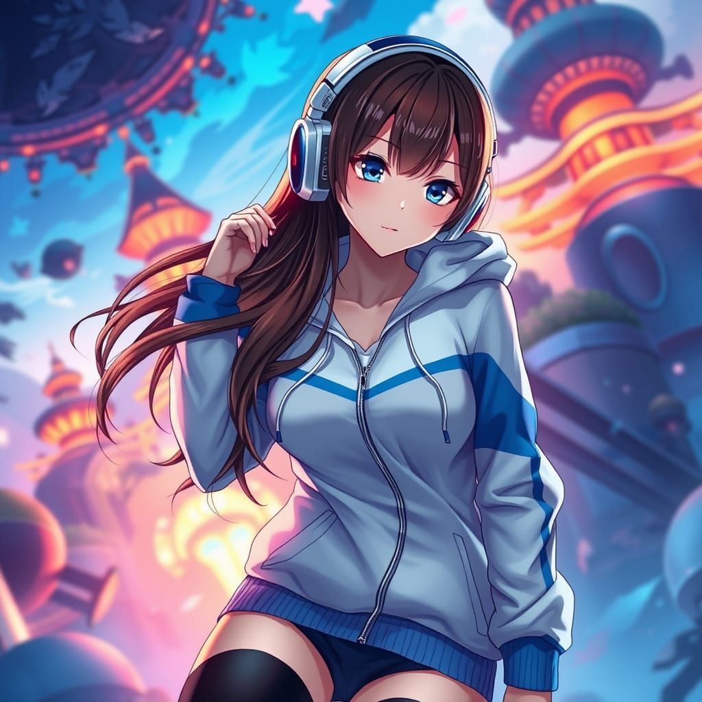 Anime Girl with Heterochromia in Fantasy Setting