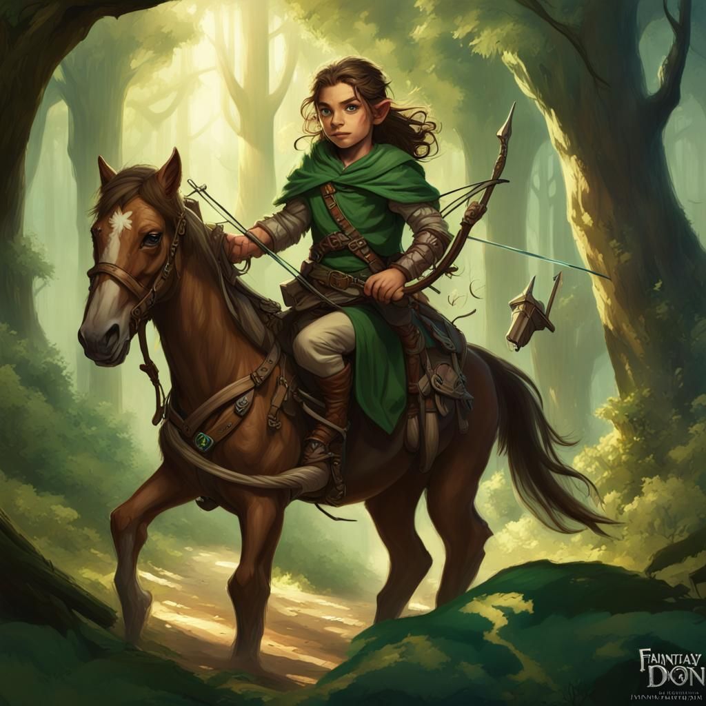 Halfling Ranger on Mini Horse in Forest