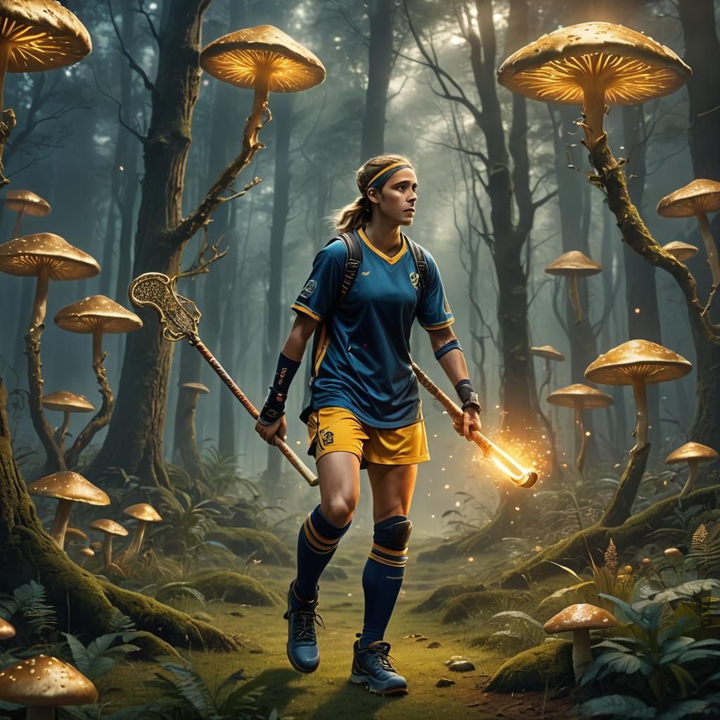 Mystical Forest Field Hockey Player Digital Painting