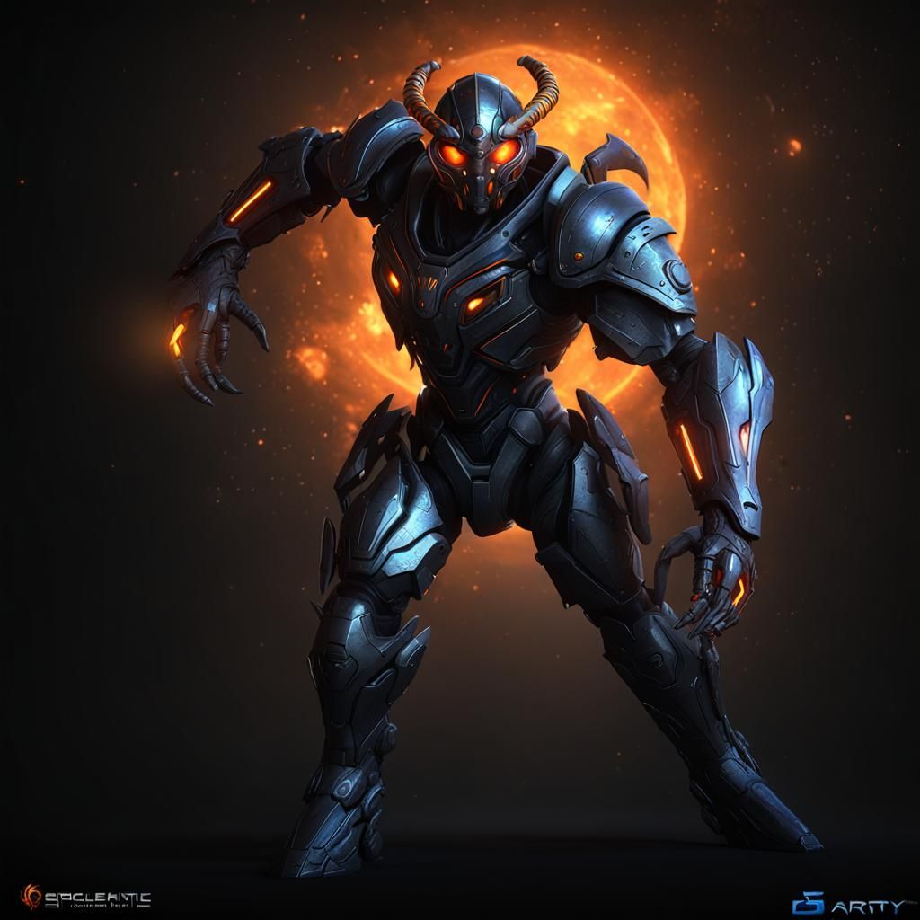 Dark Chrome Hero Mask with Orange Eyes