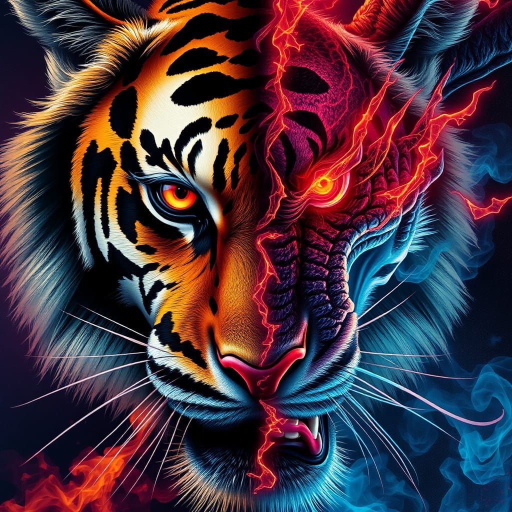Hyperrealistic Graffiti Art: Tiger Eye and Dragon's Breath