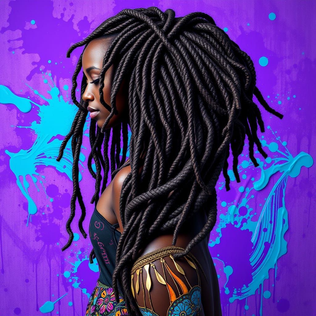 Marble Statue of Intertwined Women in Cosmic Style