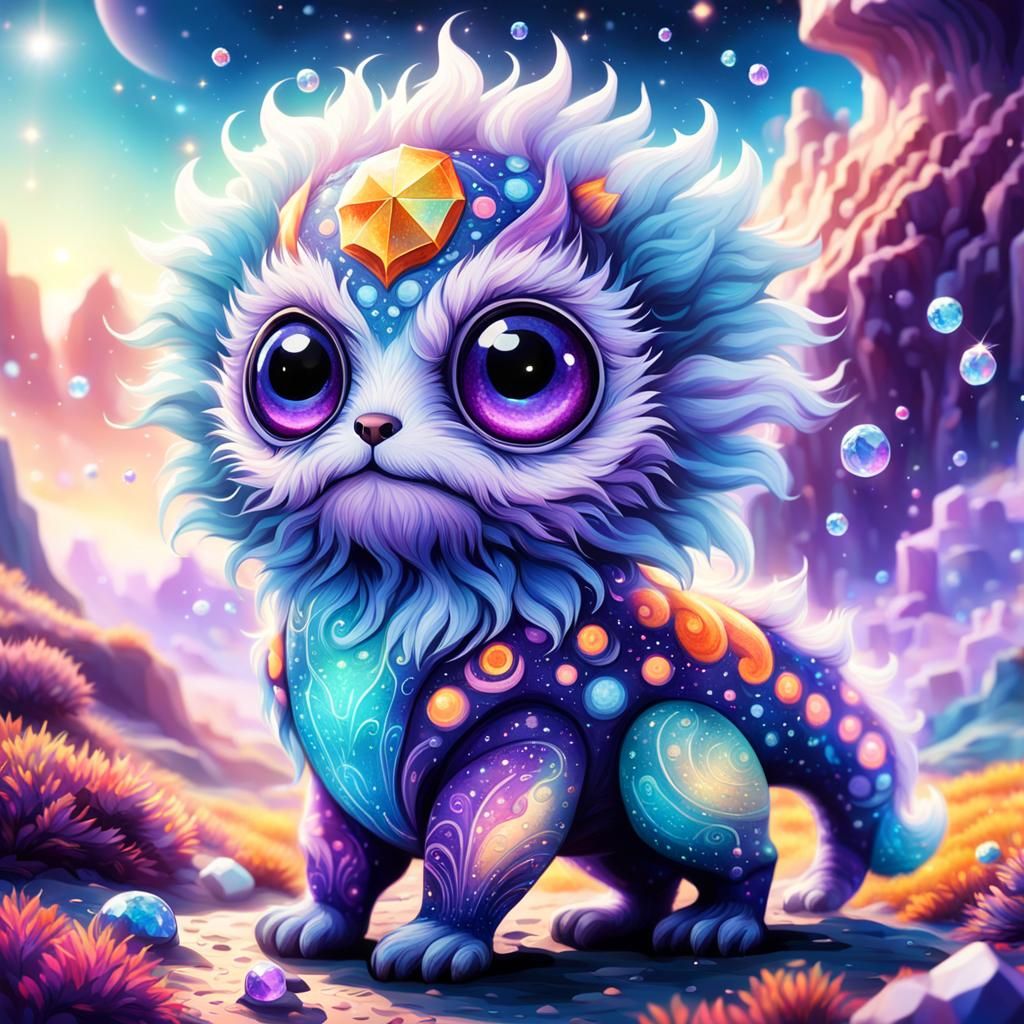 Whimsical Critter on Colorful Alien Planet