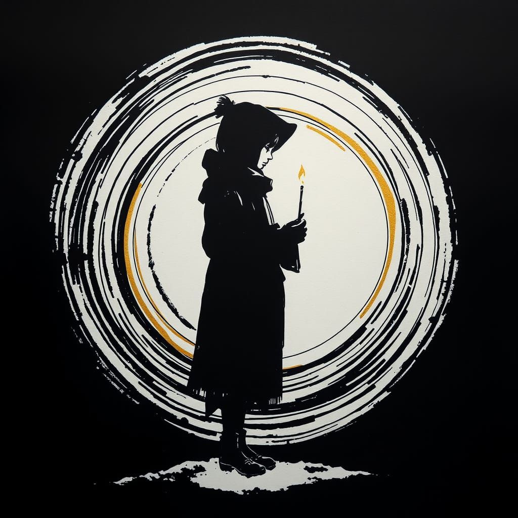 Banksy Style Girl with Tinderstick in Victorian London