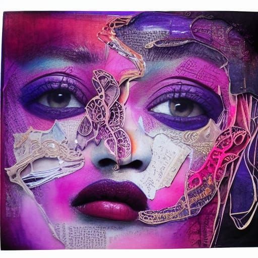 Intricate Encaustic Painting of Woman's Face